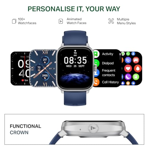boAt Storm Blaze Smartwatch in Premium Metal Finish with Advanced BT Calling, Functional Crown, 1.83'' (4.64 cm) HD Display, IP68 Waterproof, HR, Sleep, Stress & SPO₂ Tracking, SOS (Deep Blue)