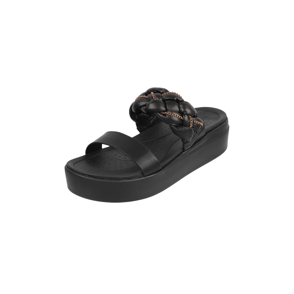 Metro Women Black Unique Weave-Like Strap Platform Heel Fashion Sandal UK/5 EU/38 (41-291)
