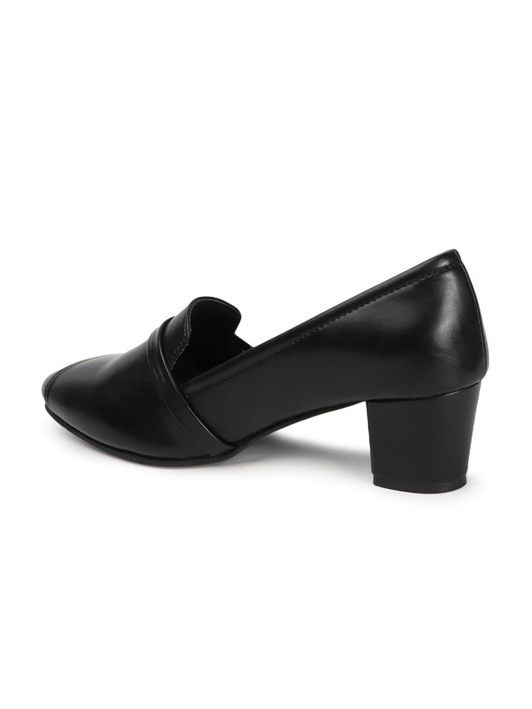 Carlton London Women Black Stylish Slip-on Pump Shoes with Block Heels, Pointed Toe for for Casual, Office and Daily Use (41)