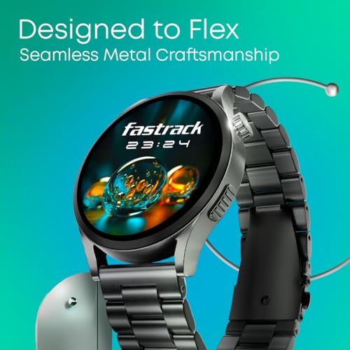 Fastrack Radiant FX4 1.51" AMOLED Metal Smart Watch with Single Sync BT Calling, Functional Crown, All-Round Health Tracking, 100+ Sports Modes, IP68 – Smartwatch for Man & Woman (Black)
