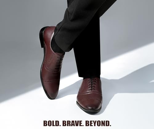 LOUIS STITCH Men's Formal Lace-up Oxford Shoes for Men | Solid Design | Ideal for Formal, Business Casual, and Parties |Rosewood, Size UK 10 (RGOXRW-)