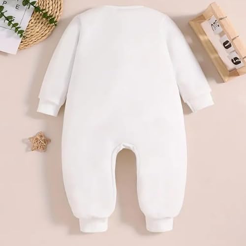 KNITROOT Maasi Theme, If You Think I'm Cute You Should See My Maasi Text Printed, Full Sleeves, Shoulder-Snap-Buttons, Cotton Jumpsuit, Rompers for New Born Baby, 0-3 Months, White, Infant Clothes