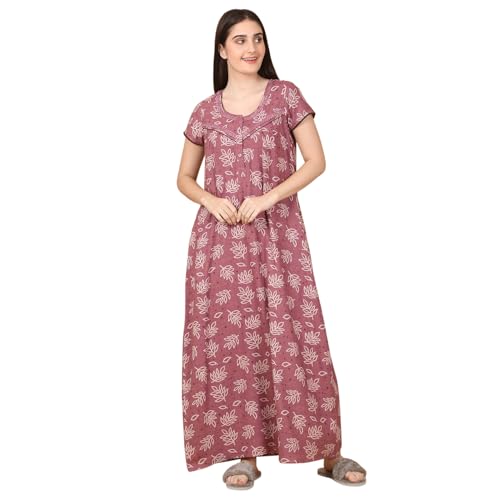 Sweet Dreams Women Printed Full Length Night Dress Rose