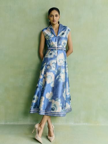 Aarke Ritu Kumar Blue Ananta Festive Long Dress with Belt
