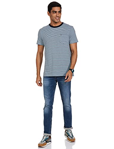 Tommy Hilfiger Men's Short Sleeve Custom Fit T-Shirt,B8372 Midtone Blue Heather,S