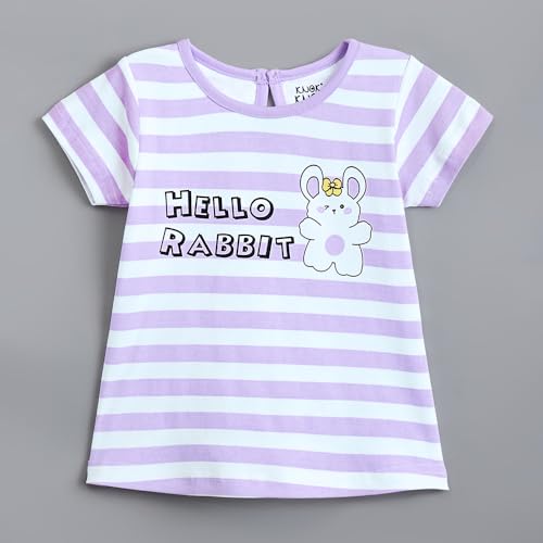 Hopscotch Girls Purple Short Sleeves 2-Pc Pure Cotton T-Shirt And Dungaree For Ages(9-12 Months)