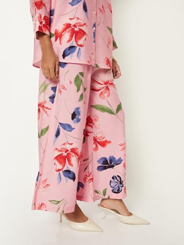 Max Women Floral Print Palazzos (Pink_M)