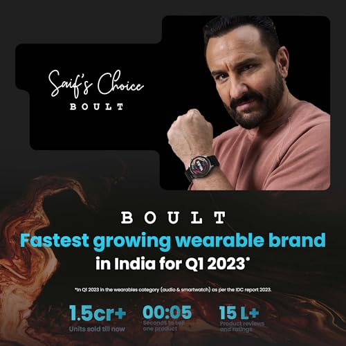 Boult GOBOULT (Formerly Newly Launched Crown R Pro Smart Watch 1.43''HD AMOLED, Working Crown, Zinc Alloy Frame, 600 Nits Brightness, AI Voice Assistant, SpO2 Monitoring, 120+ Sports Mode (Chrome)
