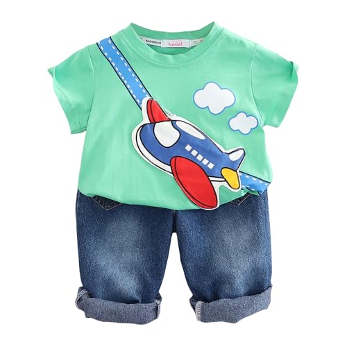 Hopscotch Boys Short Sleeves Teal 2-Pc Cotton T-shirt & Denim Jeans (3-4 Years)