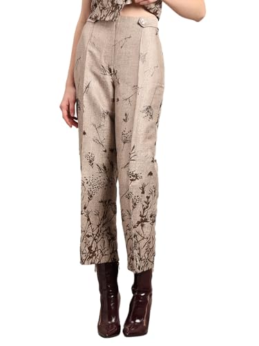VERO MODA Women's Straight Fit High-Rise Beige Pants