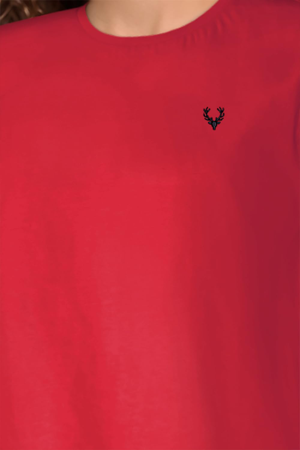 Allen Solly Junior Girl's Plain Regular T-Shirt (AGKCERGF857559_Red 14 | 13-14 Years)