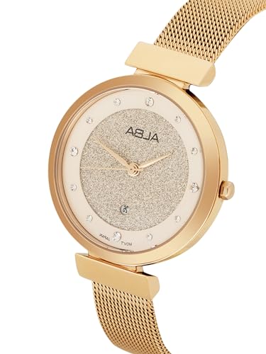 ALBA Stainless Steel Women Analog Wristwatch Ah7Ca0X1, Rose Gold Dial, Rose Gold Band