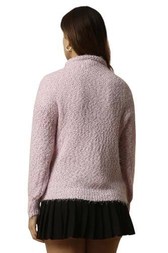 Allen Solly Women Pink Textured V Neck Casual Sweater