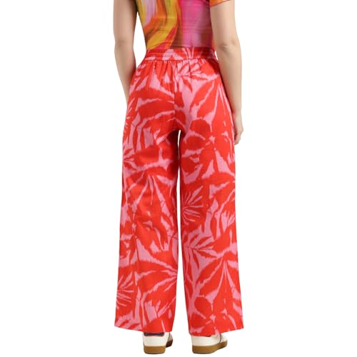 United Colors of Benetton Straight Fit High Rise Printed Trousers (Size : 32) - 26P4WVNBT327I901 Orange