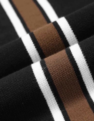 Arrow Sports Men's Black Striped Collared Neck Half Sleeve Casual Cotton Regular Fit T-Shirts (ASAITS3315_Black_3XL)