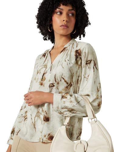 Max Women Printed Blouse (Beige_M)