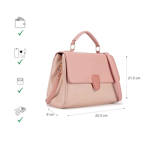 Fastrack Daily Drip Satchel Bag for Women | Medium Size with Magnetic Flap, Top Zip Closure, Inner Access Pocket & Detachable Sling Strap | Stylish 4.9L Satchel for Everyday Use