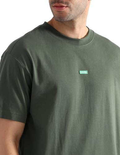 U.S. Polo ASSN. Men's Cotton Oversized Fit T-Shirt (OEE04-PL_Olive, Medium