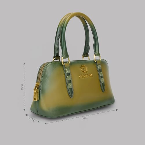Caprese Dee Small Satchel Bag for Women with Adjustable & Detachable Strap & Zipper Closure | Perfect for Parties, Weddings, and Special Occasions (Dill Green)