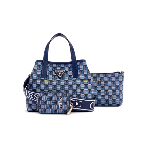 GUESS Blue Logo Printed Wave Mini Crossbody Bag With Pouch