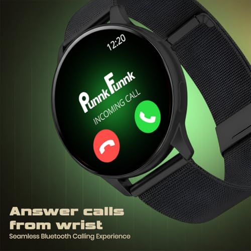 PunnkFunnk Evo Vista Smartwatch for Men & Women | 1.43" AMOLED Full-Touch Round Display | Bluetooth Calling, 120+ Sports Modes, Heart Rate & SPO₂, IP68 Waterproof Smart Watch- (Chain Black)