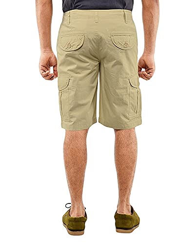 Krystle Men's Cotton Six Slim fit Cargo Shorts (Khaki, 34)