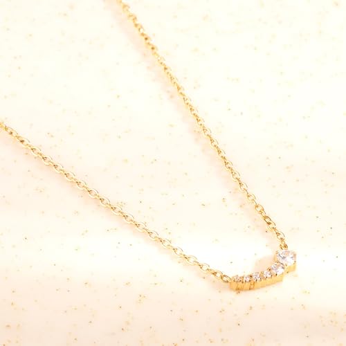 PALMONAS Radiant Arc Solitaire Necklace for Women - Waterproof & Anti-Tarnish Jewellery, Gift For Girls & Women