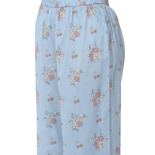 BIBA Women Dull Blue Cotton Flared Printed Kurta Set_44