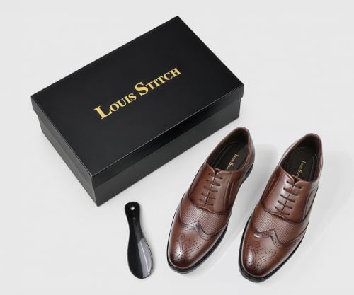 LOUIS STITCH Men’s Russet Tan Formal Lace-Up Brogue Shoes | Formal Lace-Up Shoes for Men | Business & Occasion Wear | LSVSBG-1-TN |UK-7