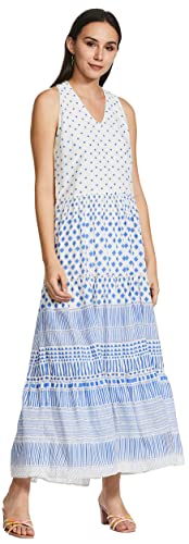 global desi Women's Synthetic A-Line Maxi Dress (AW19GR178MXPVO_Blue_M)