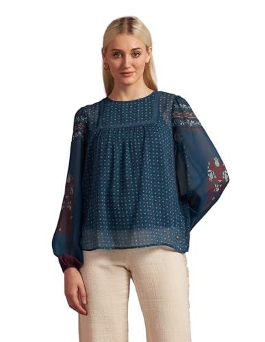 U.S. POLO ASSN. Boho Printed Crinkled Chiffon Top (UWAW24TOP212_Multi-Colour_L)