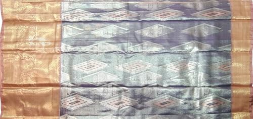 VFCollections Women's Traditional Handloom Classic Kanchipuram Silk Pure Pattu Sarees, Rich Peacock Butta All over | Rich Zari Woven Design | Bridal Saree | Unstitched Blouse