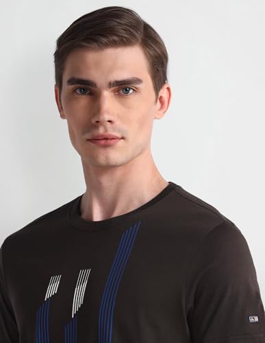 Arrow Sport Mens Brown Graphic Crew Neck Short Sleeve Men's T-Shirts & Polos (ASAEOTS5119_Brown_XL)