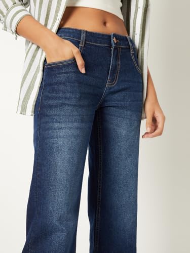Max Women Washed Kick Flare Jeans (Blue_28)