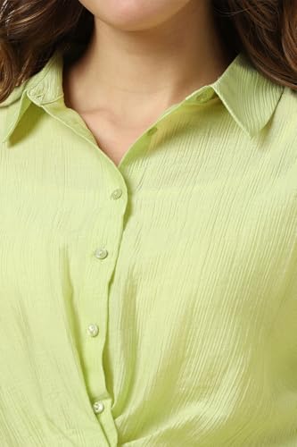 Allen Solly Women Green Textured Long Sleeves Shirt