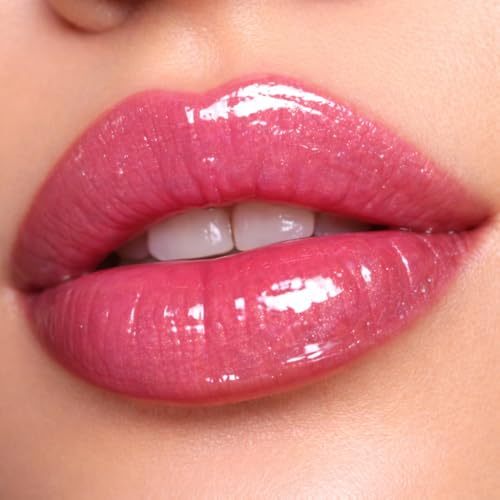 Fruit Flavoured Tinted Lip Gloss | Natural Lip Gloss with Jojoba Oil, Beeswax & Hyaluronic Acid | Non-Sticky Hydrating Gloss Duo with Soft Silicone Applicator (Rosé Kiss & Peach Nectar)