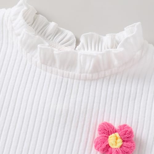 Hopscotch Girls Full Sleeves White 2-Pc Bow Applique Skirt Set For Age (5-6 Years)