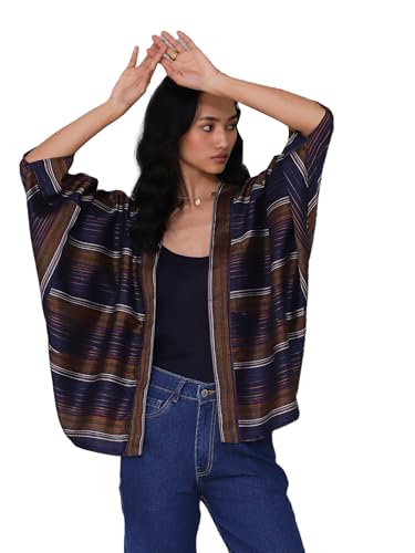 Aarke Ritu Kumar Dark Blue Yarn Dyed Shrug