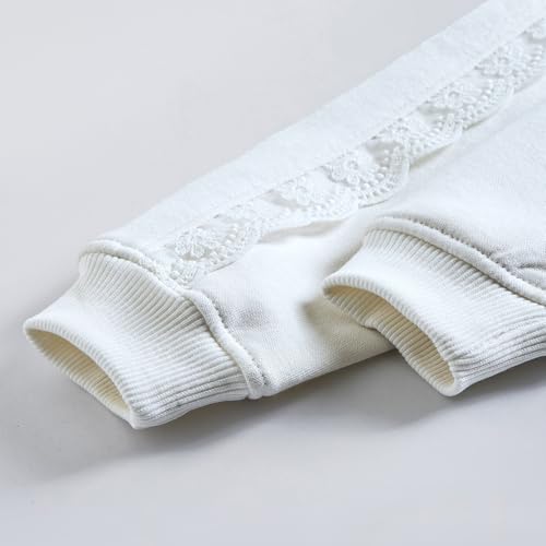 Hopscotch Girls Full Sleeves White 2-Pc Floral Heart Applique Leggings Set For Age (3-4 Years)