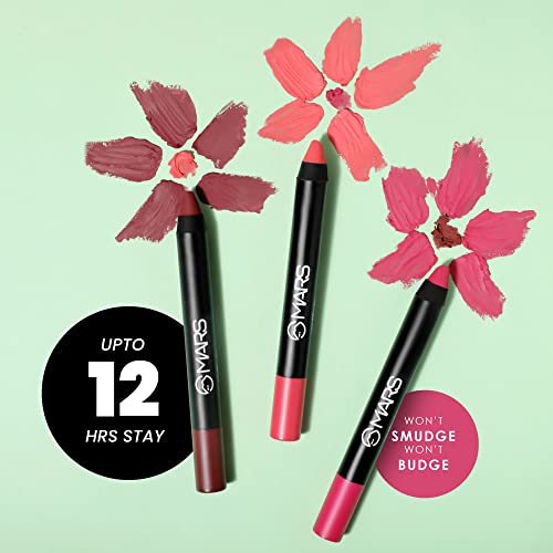 MARS Long Lasting Crayon Lipstick up to 12 Hours Stay | Matte Finish | Waterproof | Won't Smudge Won't Budge Lip Crayon (3.5 gm) (10-Girl Power)