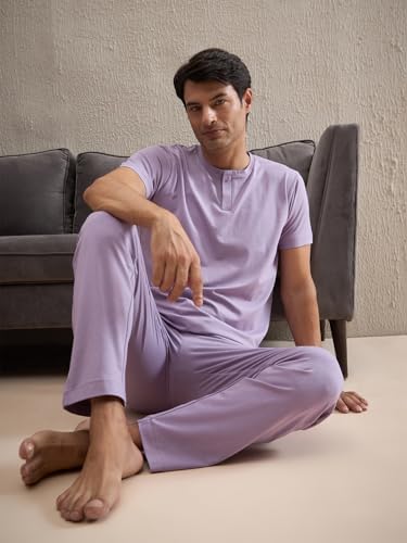 Sweet Dreams Men Gentlemen Solid Pyjama Set Lilac