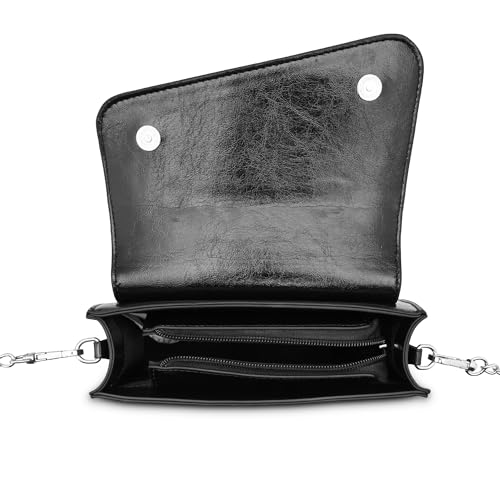 Fastrack Lil’Spark Sling | Black Faux-Leather Women’s Handbag | Sling with Fixed Handle & Detachable Strap for Casual & Party Carry