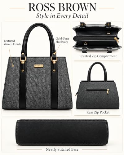 ROSS BROWN Satchel Bag for women | Handbags for women (BLACK)