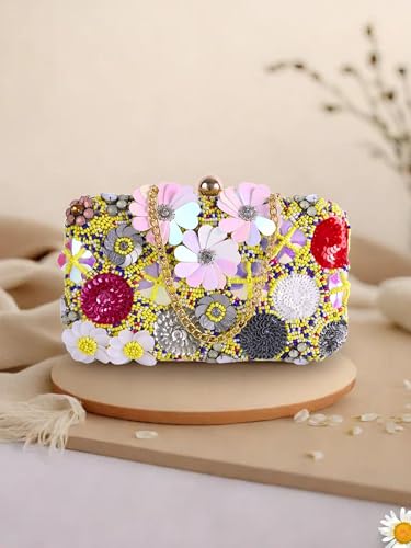 REZZY Designer Evening Party Clutch, Clutch bag For Women, Wedding Clutch, Gift for her, (Yellow)