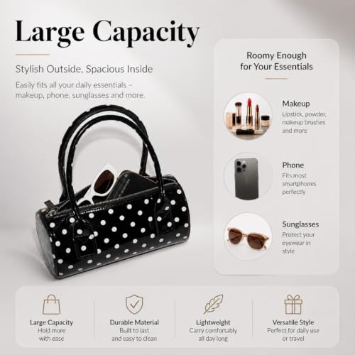 PALAY® Polka Dot Crossbody Bag Glossy Round Boston Mini Bucket Purse