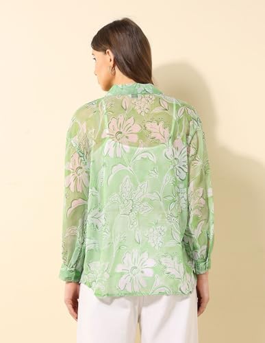 U.S. POLO ASSN. Relaxed Fit Chiffon Sheer Shirt (UWSS25SHT217_Multi-Colour_S)