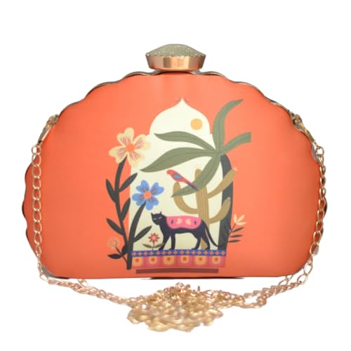 Artklim Orange Miniature Printed Clutch