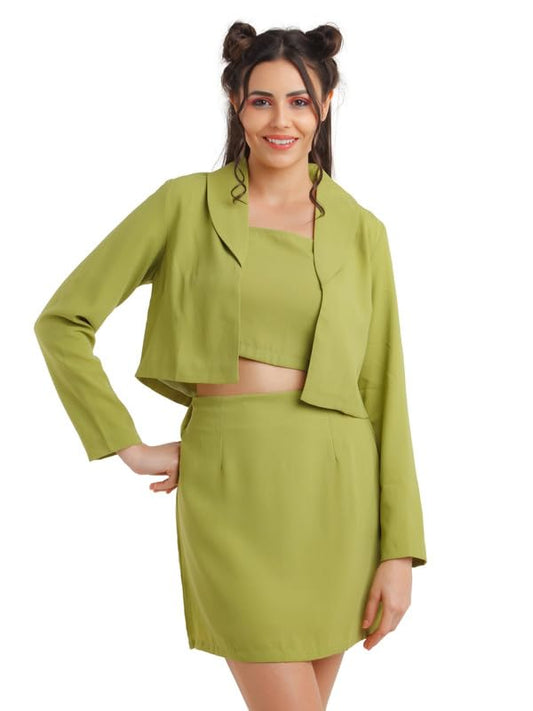 Zink Z Women's Green Solid Fitted Co-Ord Set