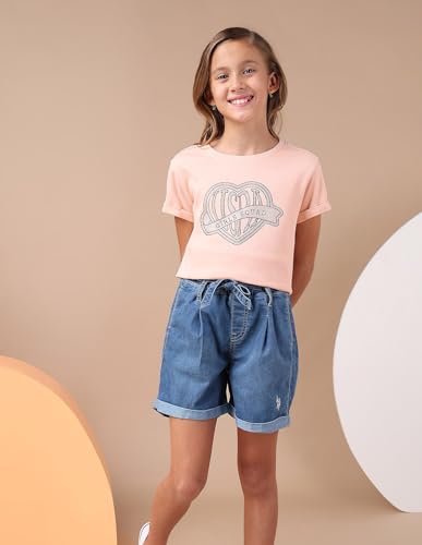 U.S. POLO ASSN. Girl's Relaxed Fit T-Shirt (UGSS25TSH227 Pink