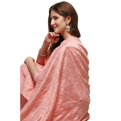 BIBA Women's Pink Polyester Solid Dupatta